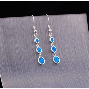 Blue Opal Dangle Earrings
